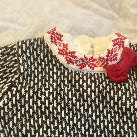 Cynthia Rowley Baby Girl Holiday Sweater Dress, Size 6-9 months,Red/Black/Cream - Picture 5 of 10